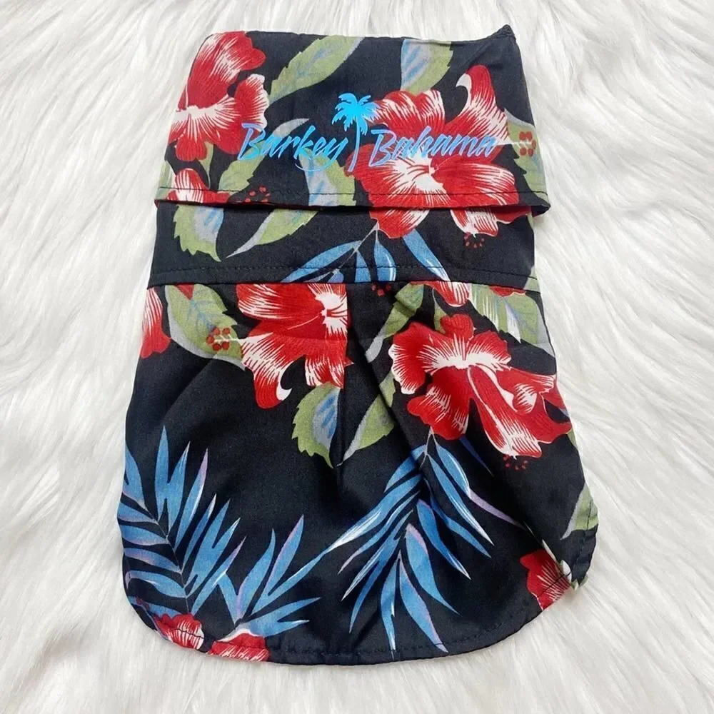 Barkey Bahama Coast Breeze Floral Camp Shirt Black and Red Size Medium
